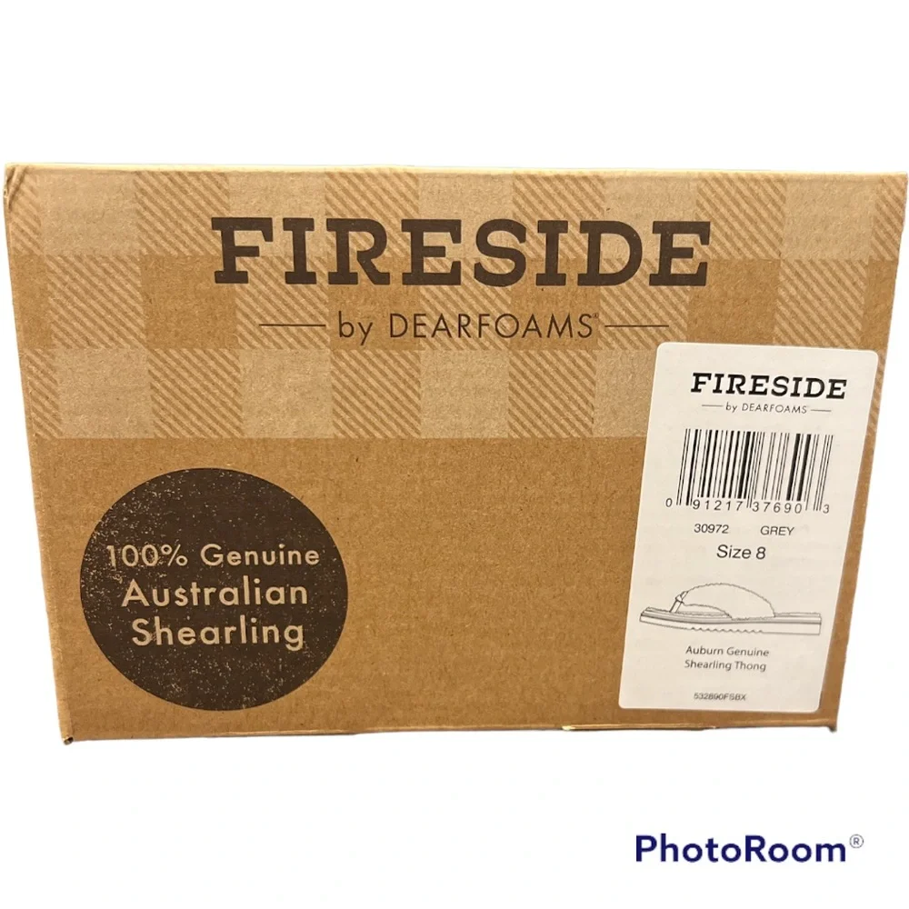 Cozy Shearling flip flop slippers grey gray 8 7.5 NEW NIB Fireside by De… - Picture 2 of 5